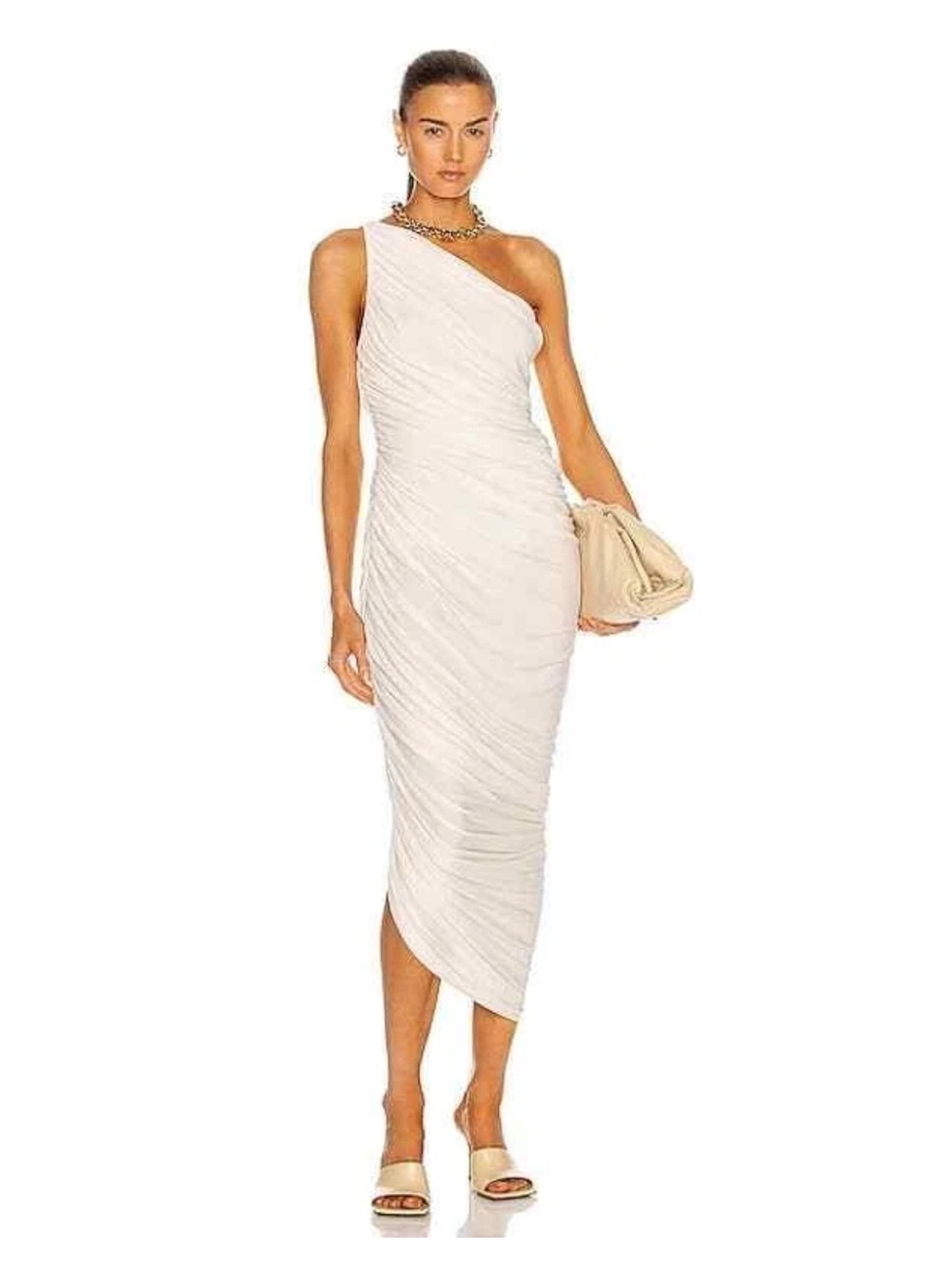 NWT Norma Kamali One-Shoulder Diana Gown in Ivory Coast~ Size XS & Large